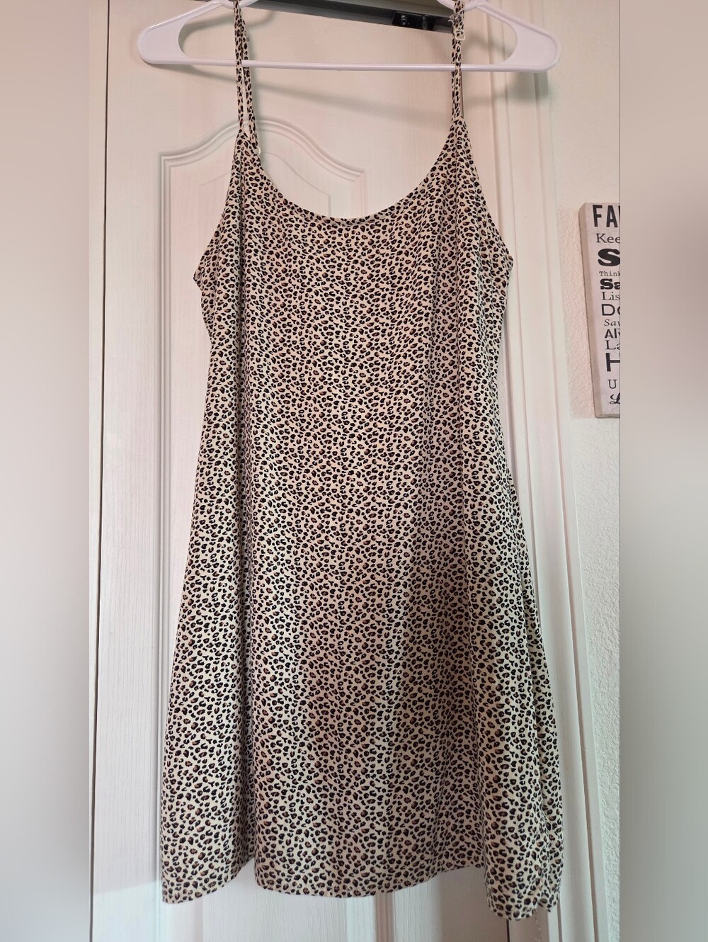 La Hearts Beige and Black Leopard Mini Slip Dress